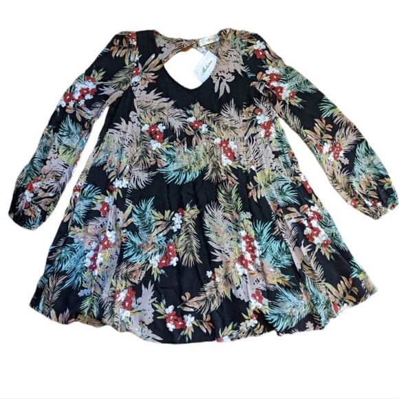 Mahina Tropical Floral‎ Print Dress Flowy Knee Length Women's Small Cruise NWT - Picture 3 of 11